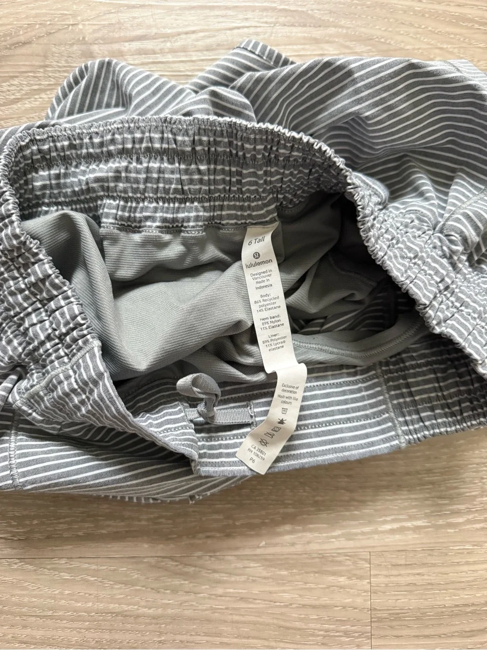 Lululemon Light Gray Striped Shorts